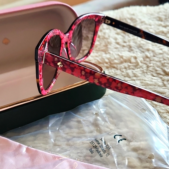 NWT Kate Spade Kiya Havana & Floral Squared Cat Eye Sunglasses 🕶 🩷 - Picture 4 of 16